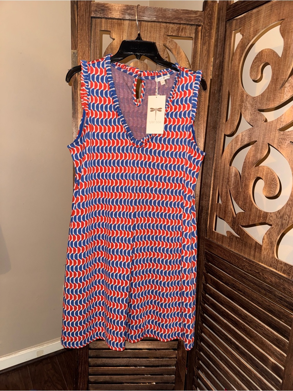 Tyler Boe Orange & Blue Half Circle-Print Sleeveless Dress
